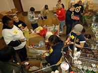 Volunteers working at a Food Bank
