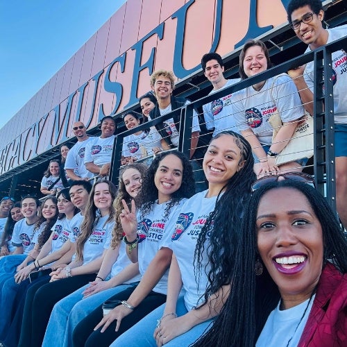 Group of students outside of the Legacy Museum, Rice University School of Social Sciences