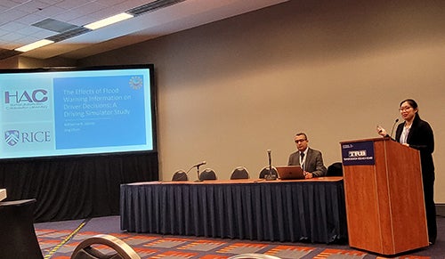 Garcia presenting her research at the TRB annual meeting, Rice University Psychological Sciences