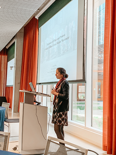 Photo of Jaleh Jalili, Postdoc, presenting at the March 2023 Research Relays