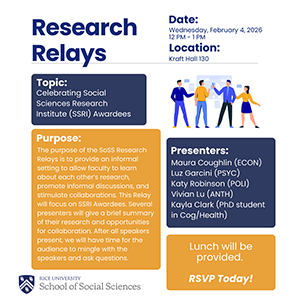 February 2025 Research Relay Flyer, Rice University School of Social Sciences
